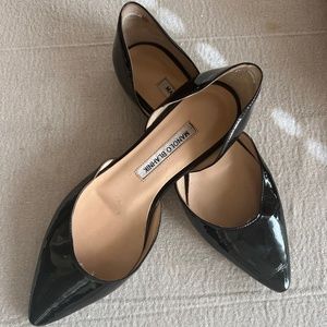 Manolo Blahnik Womens 38 Black Patent Soussa D'orsay Flats sz 7.5